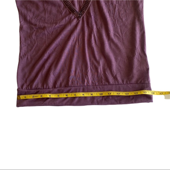 Charlotte Russe Purple Deep V-Neck Sparkle Short Sleeve Top - Picture 10 of 11